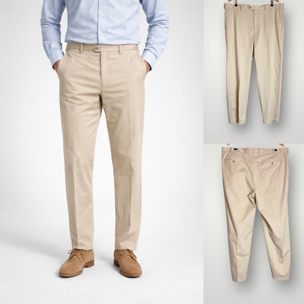 Ralph Lauren Classic Fit Dress Pants Mens Size 40x30 Khaki Cotton High Rise NICE